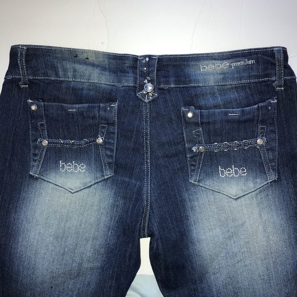 Bebe Premium Skinny Cut Crystal Jeans 15 - Picture 6 of 8